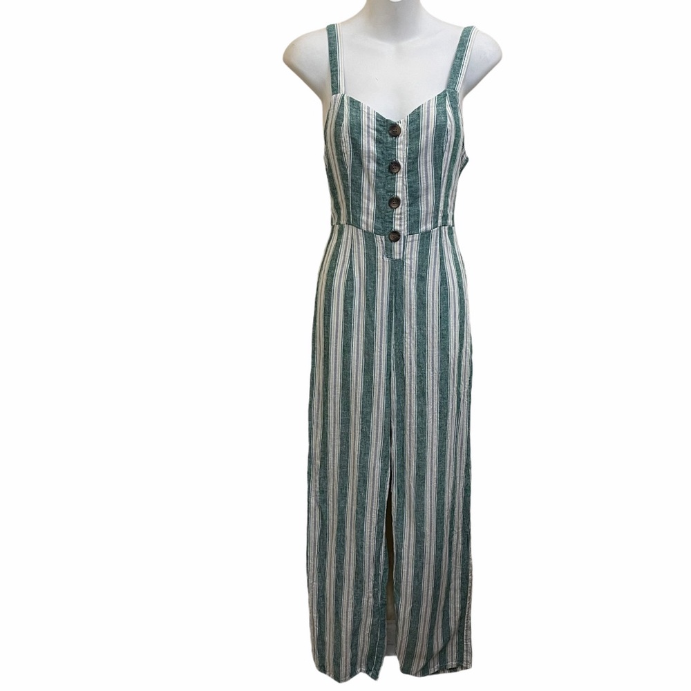 Romeo & Juliet Couture Vertical Striped Jump suit Green Size Small